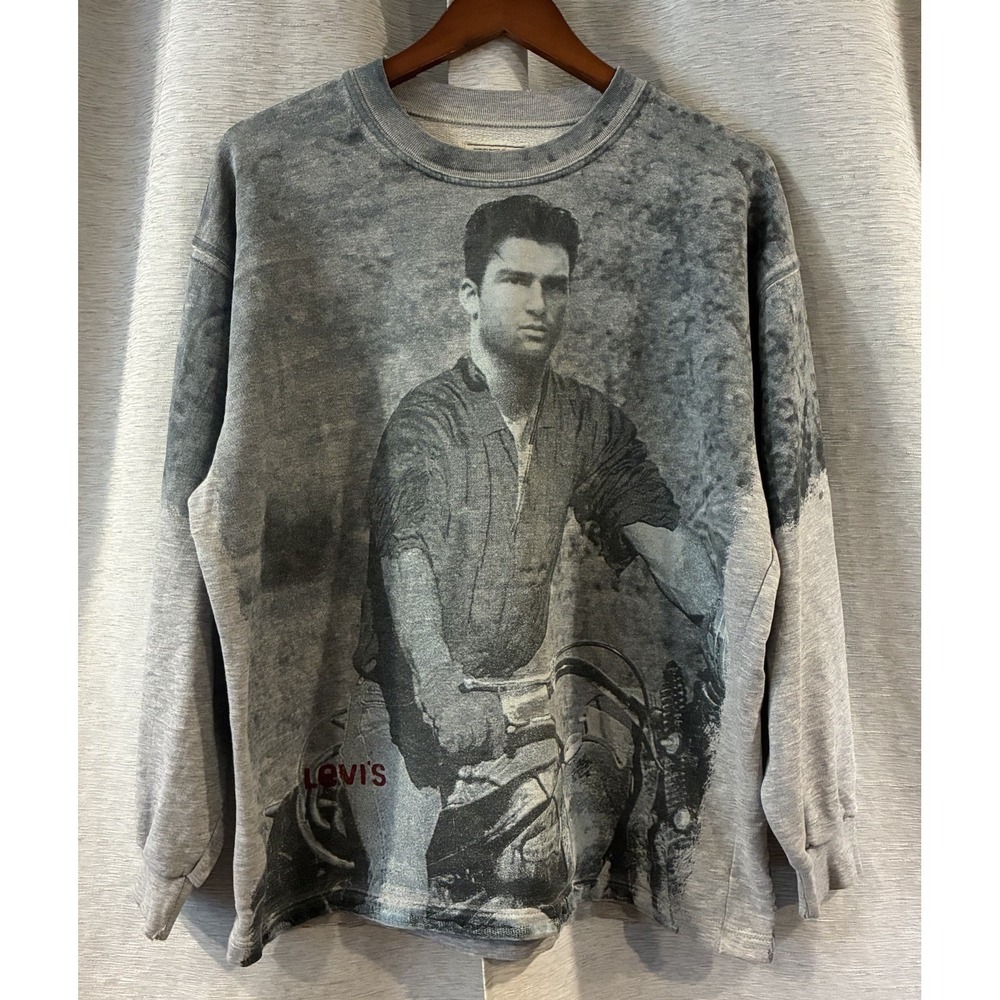 LVC Vintage 80s 90s Levis Nick Kamen Moto All Over Print  Sweatshirt Mens Italy
